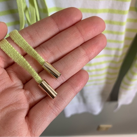 Caché Green & White Stripe V Neck Long Sleeve Top-Md - Picture 6 of 6